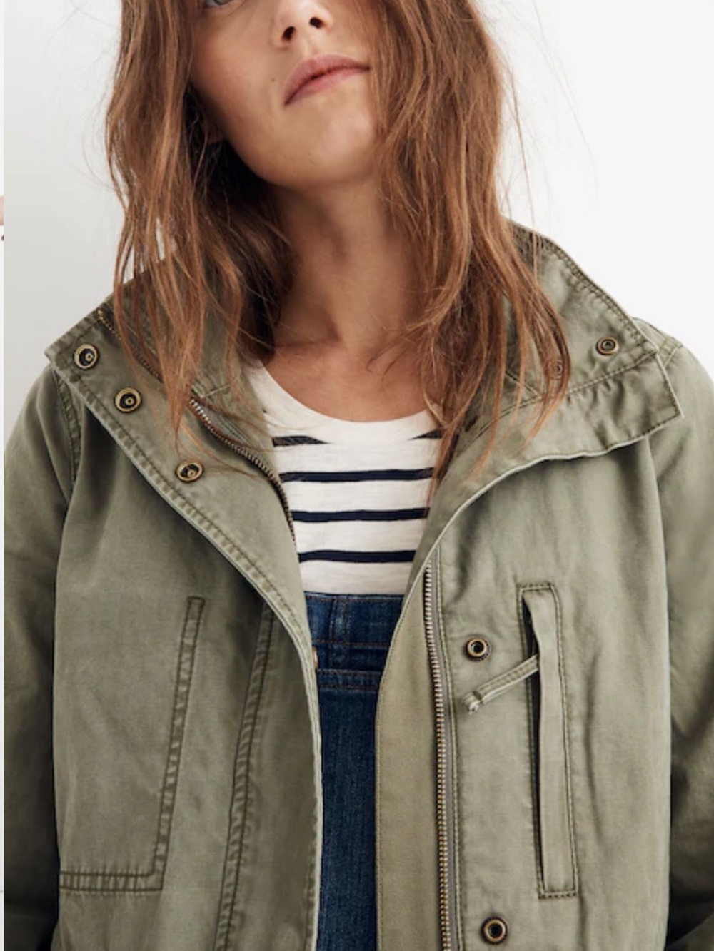 Madewell Passage 100% Cotton Olive Military Jacket Small - Picture 13 of 14